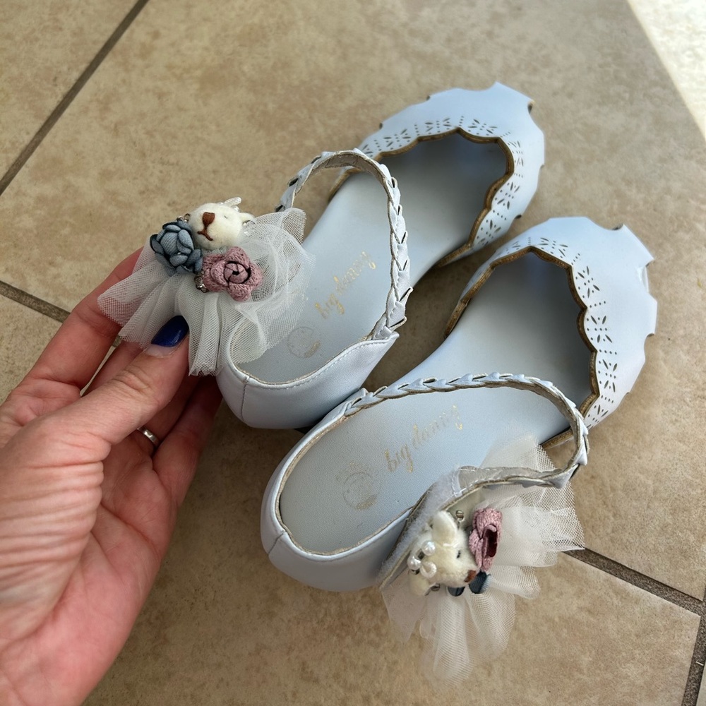 Cute blue teddy bear Asian style shoes